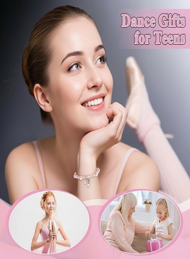 Quelay 16 Set Dance Bracelet Recital Gifts for Women with Greeting Card and Organza Bag Sparkle Pink Ballet Bracelet Charms Ballerina Christmas Jewelry Gift Bulk for Team Ballet Dancers Lover - Image 5